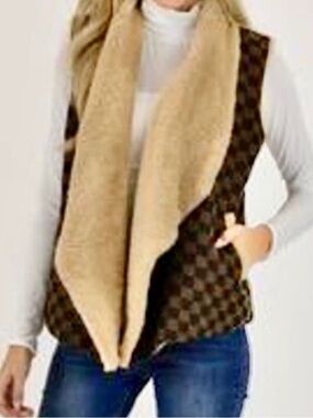 Judith March Check Mate Shearling Lined Vest